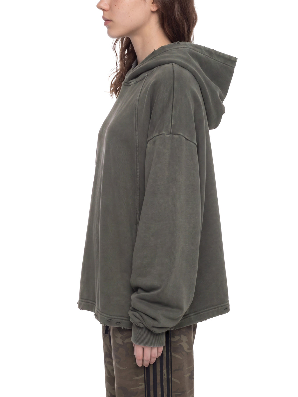 Vintage Washed Frayed-Hem Hoodie